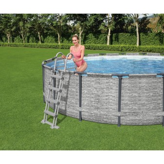 Piscine hors sol ronde Steel Pro Max 427 x 122 cm décor pierres Piscine hors sol ronde Steel Pro Max 427 x 122 cm décor pierres