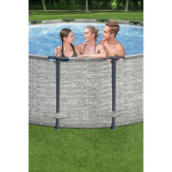Piscine hors sol ronde Steel Pro Max 427 x 122 cm décor pierres Piscine hors sol ronde Steel Pro Max 427 x 122 cm décor pierres