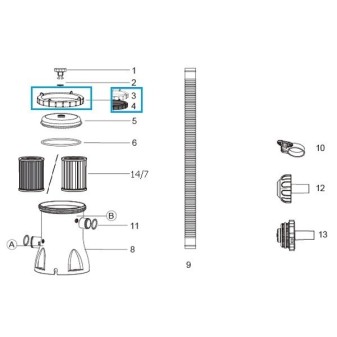 Bague de serrage pour filtration cartouche  Flowclear  Bestway (2 006/3 028/3 785/5 678 l/h)