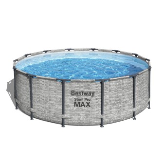 Piscine hors sol ronde Steel Pro Max 427 x 122 cm décor pierres
