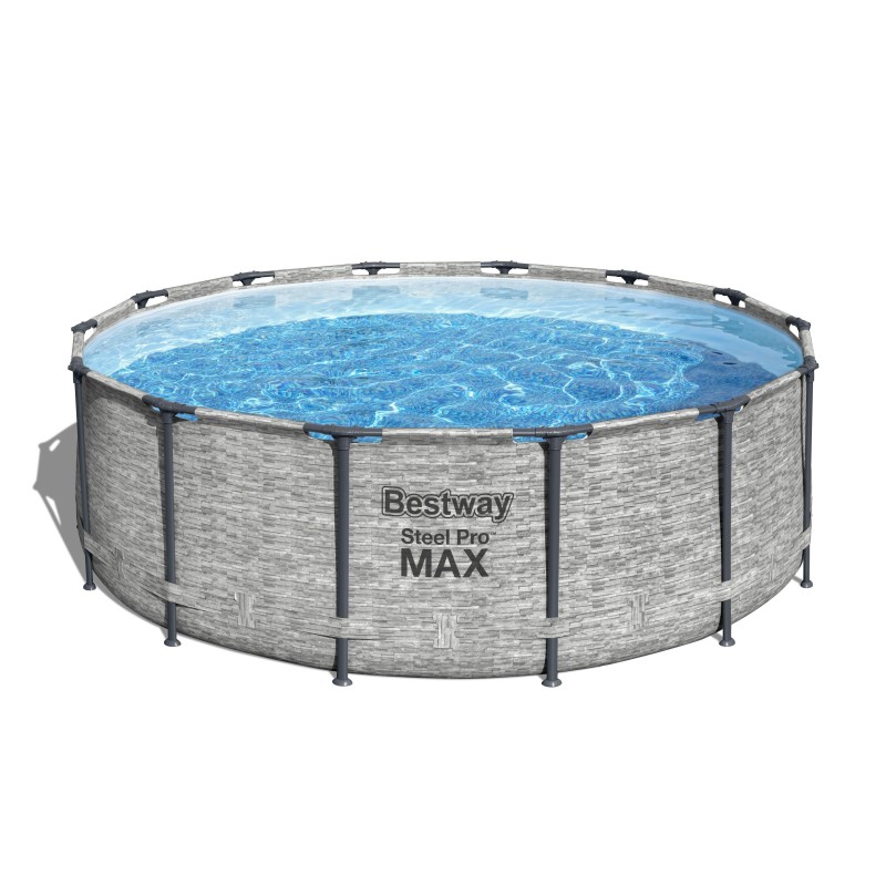 Piscine hors sol ronde Steel Pro Max 427 x 122 cm décor pierres Piscine hors sol ronde Steel Pro Max 427 x 122 cm décor pierres