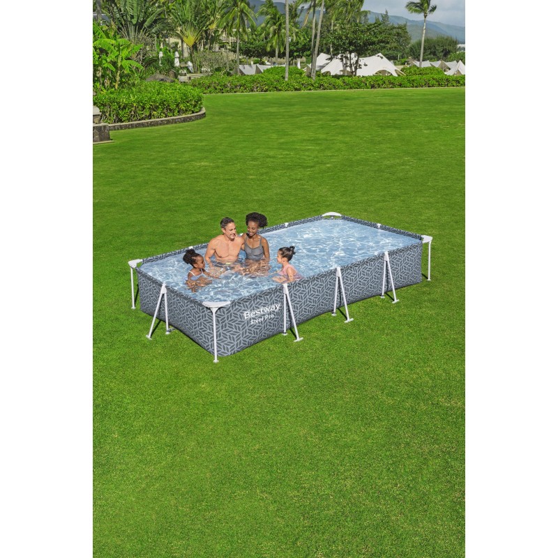 Piscine hors sol rectangle Steel Pro™ 366 x 201 x 66 cm décor graphique avec filtre à cartouche