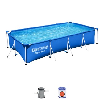 Piscine hors sol rectangle Steel Pro 400 x 211 x 81 cm bleu clair