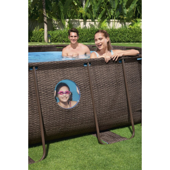 Piscine hors sol - Ovale - Power Steel Swim Vista - Effet Rotin - 549 x 274 x 122 cm