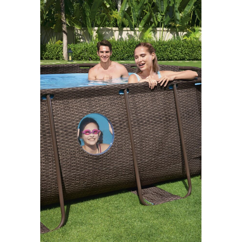 Piscine hors sol - Ovale - Power Steel Swim Vista - Effet Rotin - 549 x 274 x 122 cm