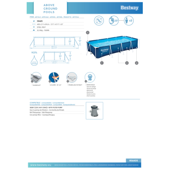 Piscine hors sol - Rectangulaire - Steel Pro - 400 x 211 x 81 cm