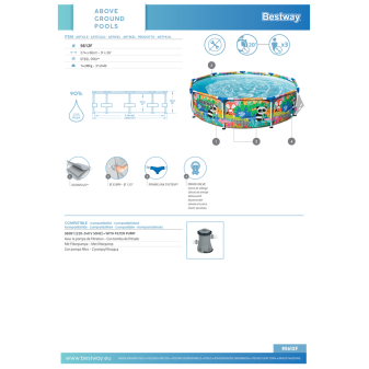 Piscine hors sol - Ronde - Steel Pro - Motif panda - 274 x 66 cm