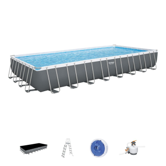 Piscine hors sol - Rectangulaire - Power Steel - 956 x 488 x 132 cm - Filtre à sable inclus