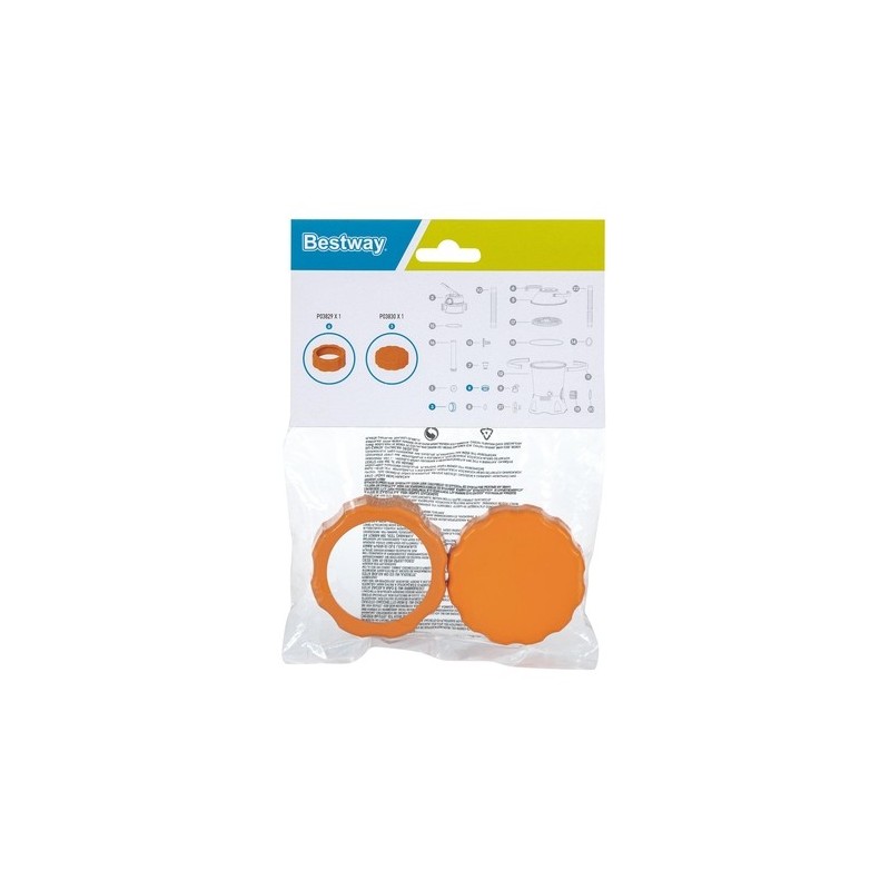 Kit écrou et bouchon de drain pour tous les systèmes de filtre à sable Flowclear Bestway (à partir de 2019) Kit écrou et bouchon de drain pour tous les systèmes de filtre à sable Flowclear Bestway (à partir de 2019)