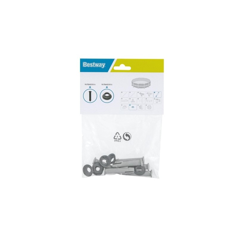Kit de 6 goupilles de connexion et 6 joints pour piscines Steel Pro Max Bestway ø305 / 366 cm
