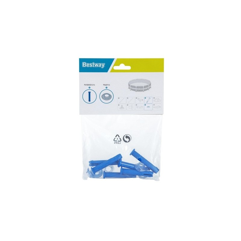 Kit de 6 goupilles + 6 joints pour piscines tubulaires Steel Pro ø2,74/3,05/3,66/3,96 m