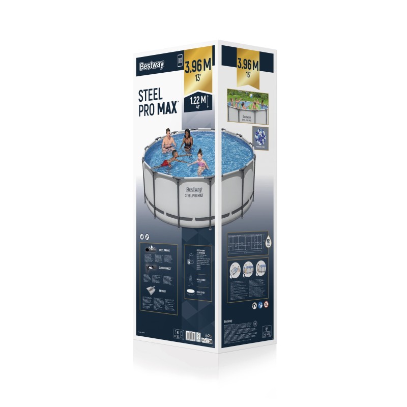 Piscine hors sol ronde Steel Pro Max™ 396 x 122 cm avec filtre à cartouche, échelle et bâche