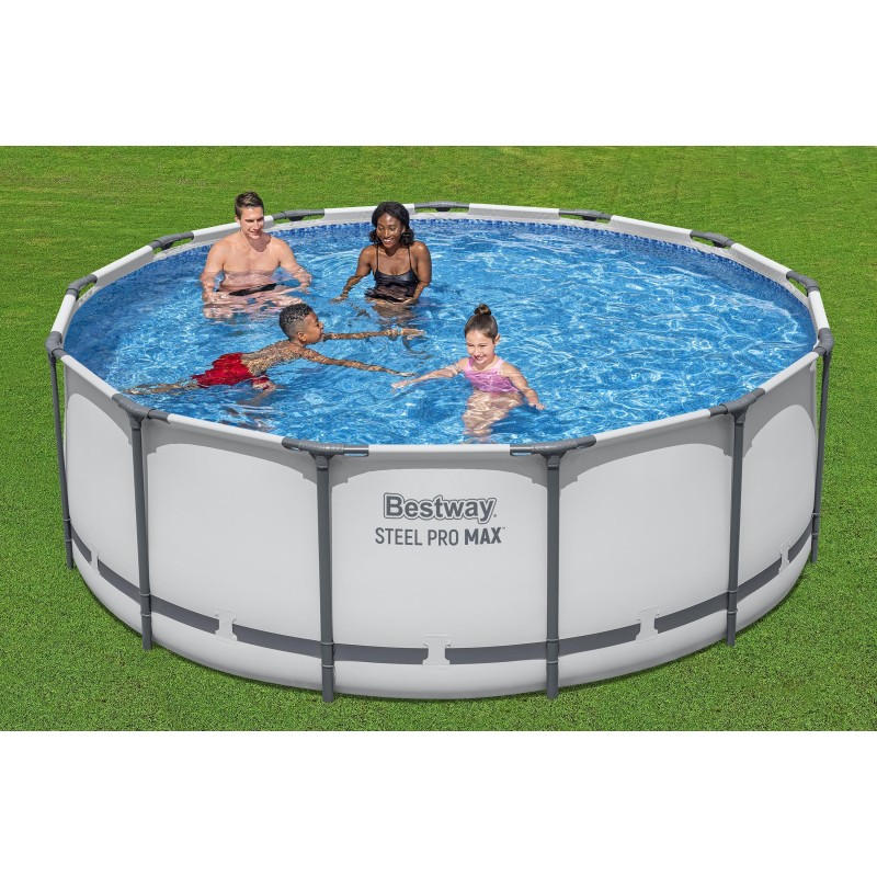 Piscine hors sol ronde Steel Pro Max™ 396 x 122 cm avec filtre à cartouche, échelle et bâche