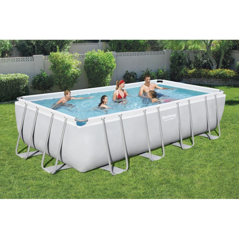 Piscine hors sol rectangle Power Steel 549 x 274 x 122 cm gris clair