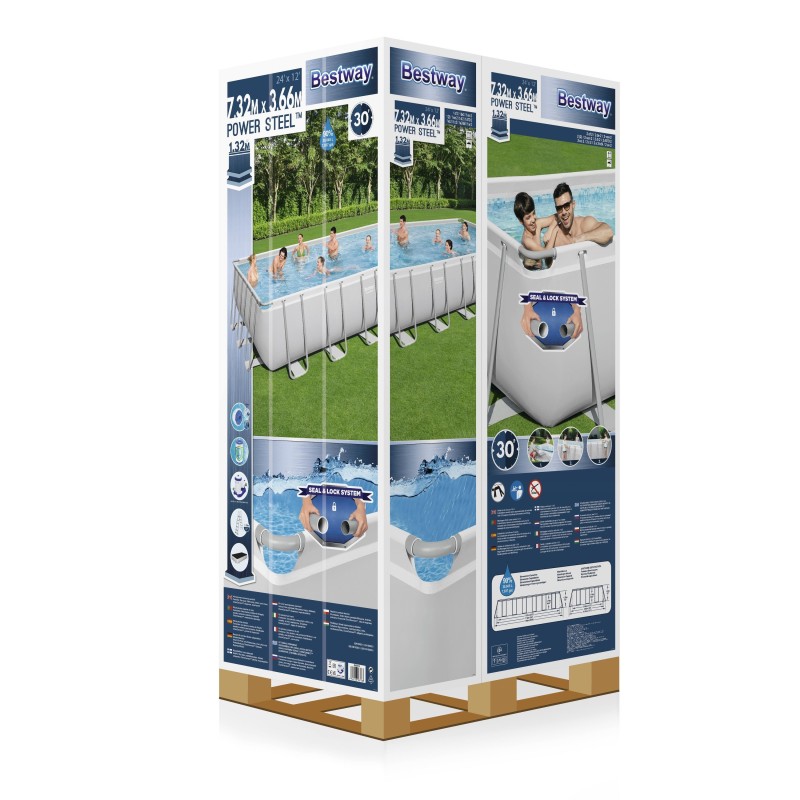 Piscine hors sol rectangle Power Steel 732 x 366 x 132 cm gris clair Piscine hors sol rectangle Power Steel 732 x 366 x 132 cm gris clair