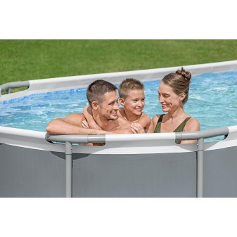 Piscine hors sol ovale 549x274x122 cm Power Steel rotin