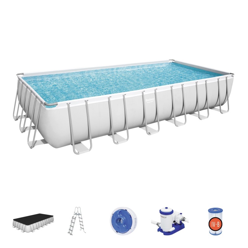 Piscine hors sol rectangle Power Steel 732 x 366 x 132 cm gris clair Piscine hors sol rectangle Power Steel 732 x 366 x 132 cm gris clair