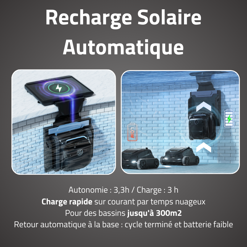 Robot piscine Aqualys à énergie solaire - nettoie fond, parois et ligne d'eau Robot piscine Aqualys à énergie solaire - nettoie fond, parois et ligne d'eau