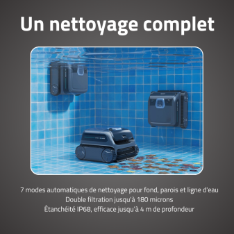 Robot piscine Aqualys à énergie solaire - nettoie fond, parois et ligne d'eau Robot piscine Aqualys à énergie solaire - nettoie fond, parois et ligne d'eau