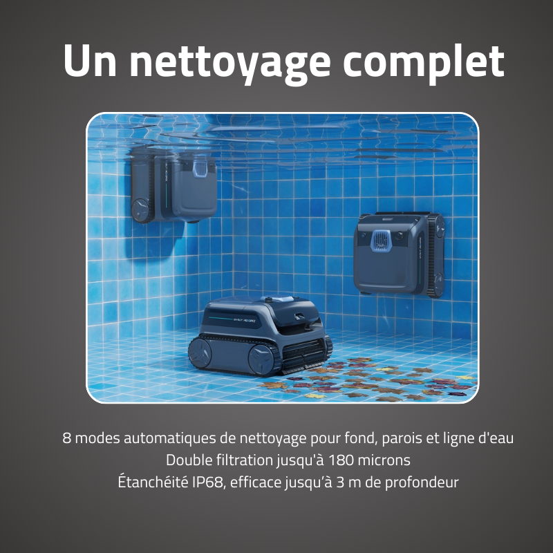 Robot Titan Solaire & IA - Fond, Parois & Ligne d'eau 300m² max