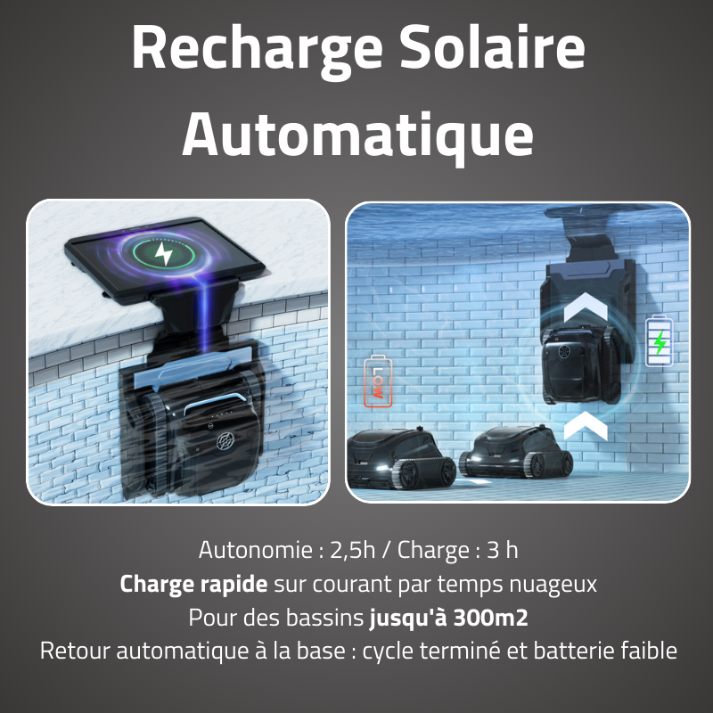 Robot piscine Titan à énergie solaire générée par l'IA - nettoie fond, parois et ligne d'eau