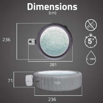 Spa gonflable rond Lay-Z-Spa Grenada AirJet 8 places WIFI Bestway