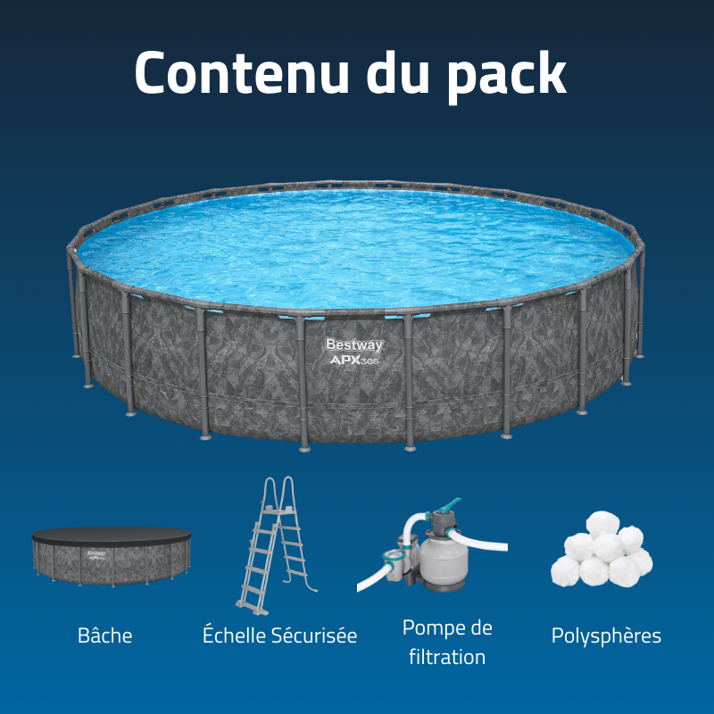 Piscine Tubulaire Ronde Bestway APX 365 549x132 Gris Foncé