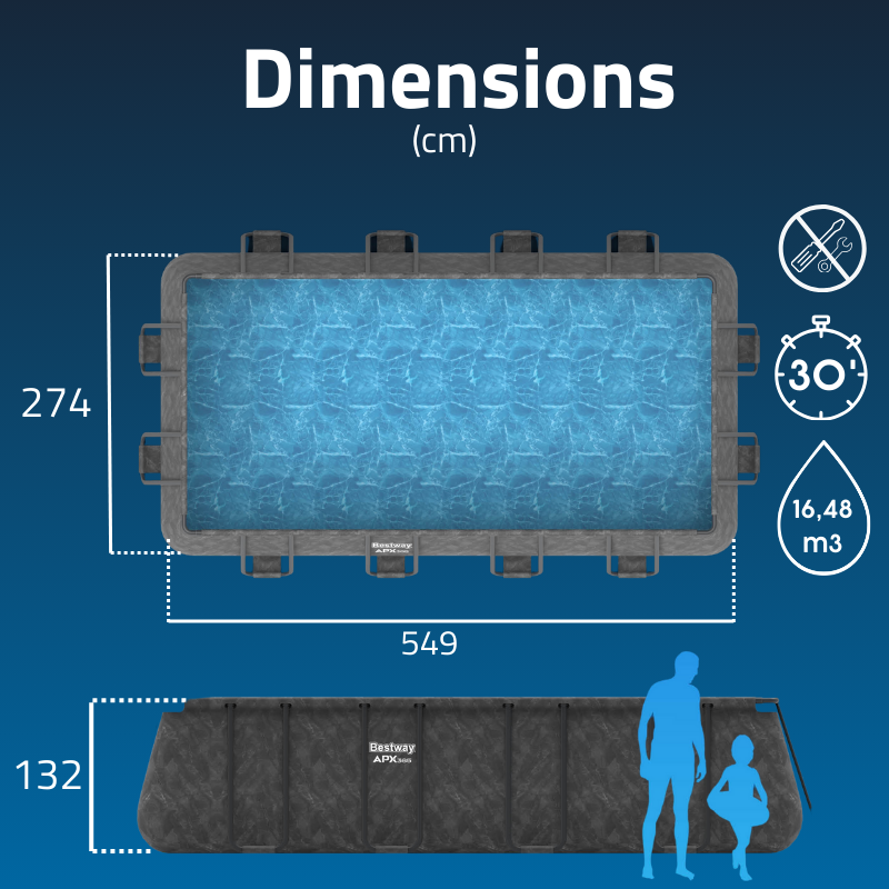 Piscine Tubulaire Rect. Bestway APX 365 549x274 Gris Foncé Piscine Tubulaire Rect. Bestway APX 365 549x274 Gris Foncé