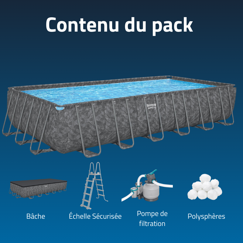 Piscine Tubulaire Rect. Bestway APX 365 732x366 Gris Foncé Piscine Tubulaire Rect. Bestway APX 365 732x366 Gris Foncé