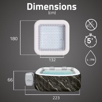 Spa gonflable carré Lay-Z-Spa Hawaii Smart Luxe 4-6 personnes Spa gonflable carré Lay-Z-Spa Hawaii Smart Luxe 4-6 personnes
