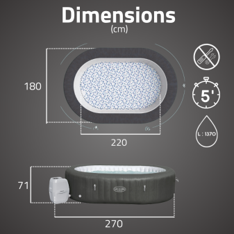 Spa gonflable ovale Lay-Z-Spa Mauritius Airjet 5-7 personnes