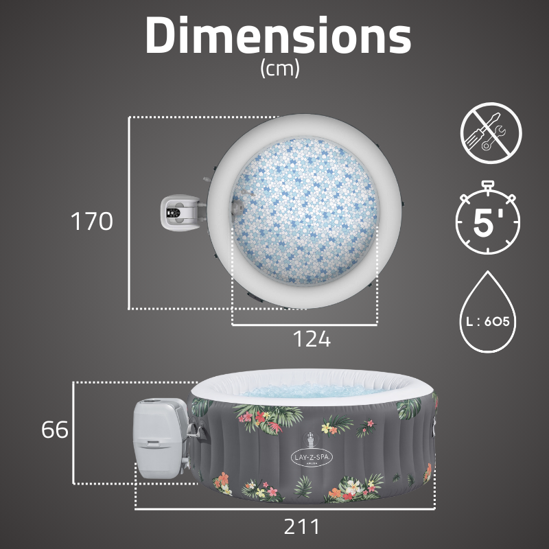 Spa gonflable rond Lay-Z-Spa Aruba Airjet 2-3 personnes
