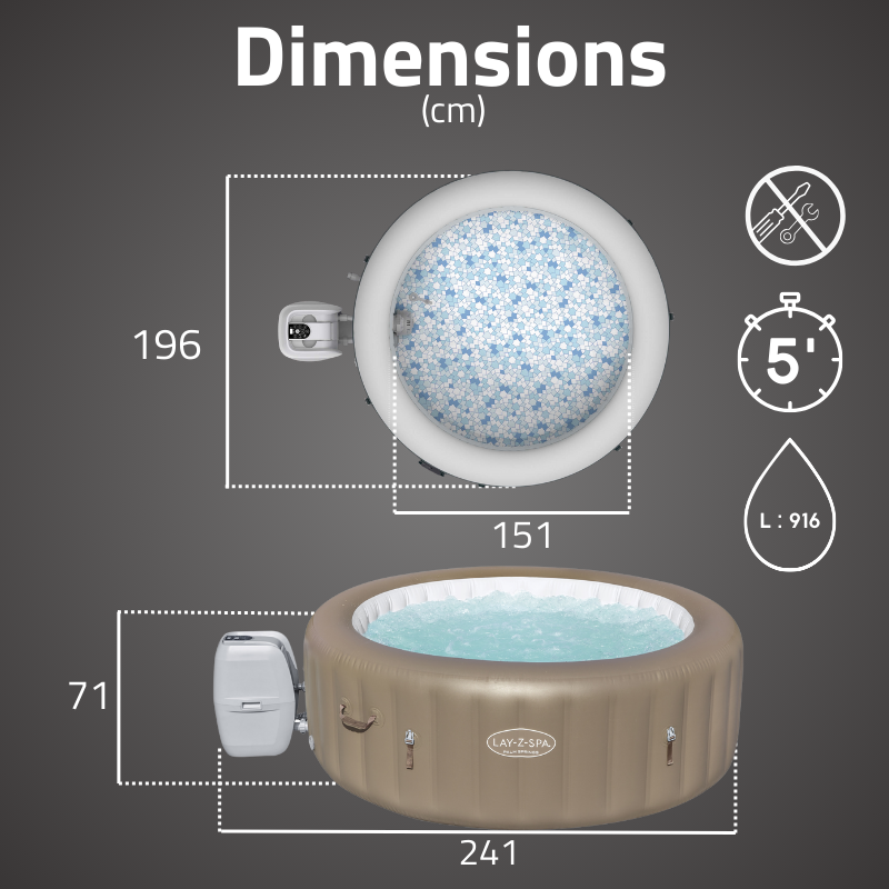 Spa gonflable rond Lay-Z-Spa Palm Springs 4-6 personnes 140 jets d'air
