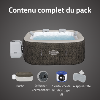 Spa gonflable carré Lay-Z-Spa Cabo HydroJet 6 places WIFI Bestway