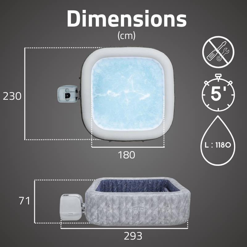 Spa gonflable carré Lay-Z-Spa San Francisco 5-7 places WIFI Bestway