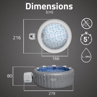 Spa gonflable rond Lay-Z-Spa Santorini HydroJet 5-7 personnes WIFI Bestway