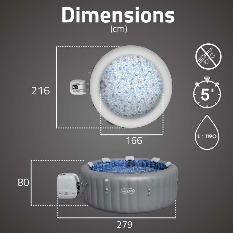 Spa gonflable rond 5-7 places Lay-Z-Spa Santorini Hydrojet