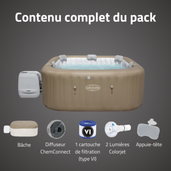 Spa gonflable carré Lay-Z-Spa Palma Hydrojet Pro 5-7 personnes