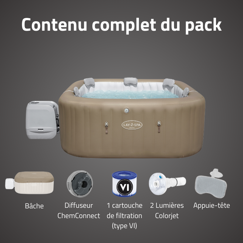 Spa gonflable carré Lay-Z-Spa Palma Hydrojet Pro 5-7 personnes