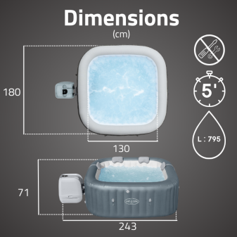 Spa gonflable carré Lay-Z-Spa Hawaii Hydrojet Pro 4-6 personnes
