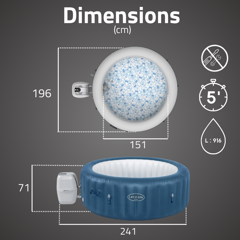 Spa gonflable rond Lay-Z-Spa Milan Airjet Plus 4-6 personnes