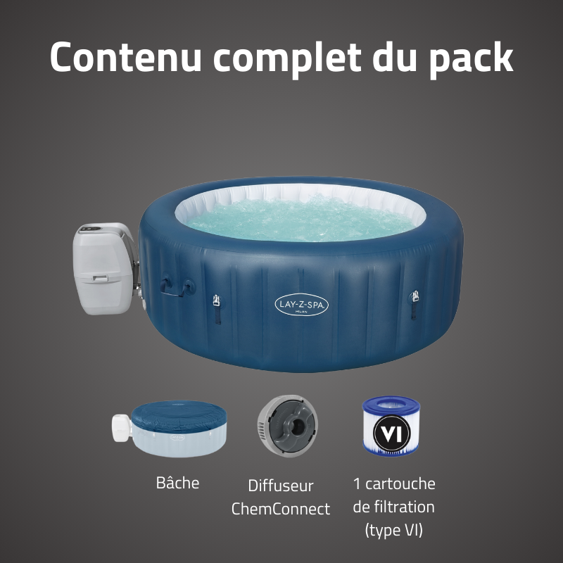 Spa gonflable rond Lay-Z-Spa Milan AirJet Plus 4-6 personnes WIFI Bestway