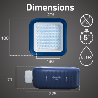 Spa gonflable carré 4-6 places Lay-Z-Spa Hawai Airjet