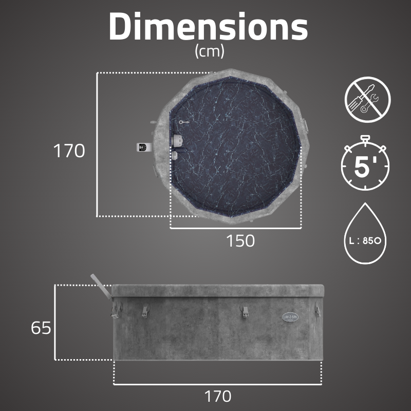 Spa semi-rigide rond Lay‑Z‑Spa Carrara Smart AirJet 4‑6 personnes