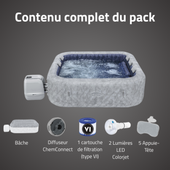 Spa gonflable carré Lay-Z-Spa San Francisco 5 places WIFI Bestway