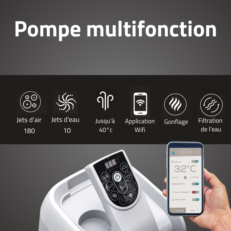 Spa gonflable carré Lay-Z-Spa San Francisco 5 places WIFI Bestway