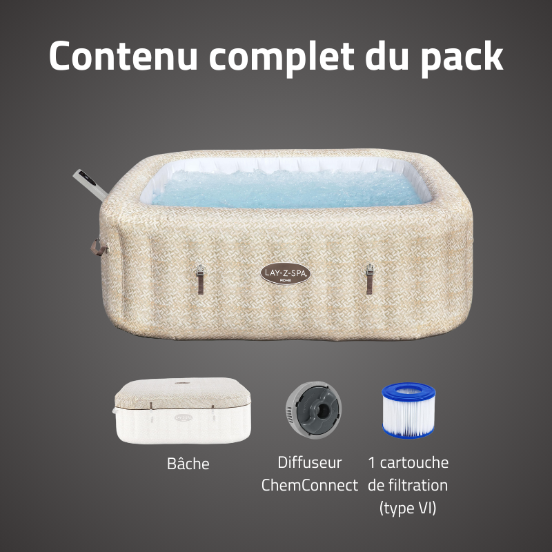 Spa gonflable carré Lay-Z-Spa Rome Smart AirJet EnergySense 5-7 personnes WIFI Bestway