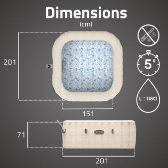 Spa gonflable carré Lay-Z-Spa Rome Smart AirJet EnergySense 5-7 personnes WIFI Bestway