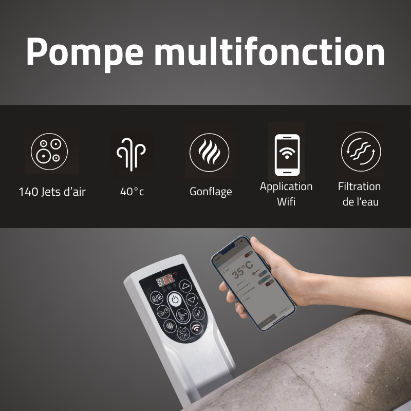Spa gonflable carré Lay-Z-Spa Rome Smart AirJet EnergySense 4-6 places WIFI Bestway