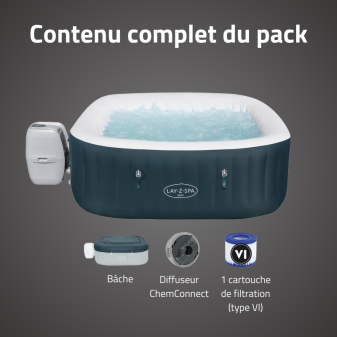Spa gonflable carré 4-6 places Lay-Z-Spa Ibiza Airjet Spa gonflable carré 4-6 places Lay-Z-Spa Ibiza Airjet